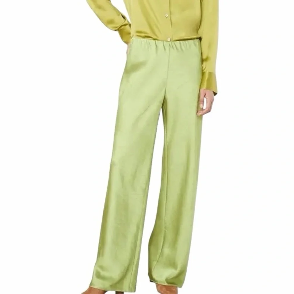 NWT Vince ‘Textured Satin Bias Cut Pant’ in “Cactus” Lime Green Plus Size 1X
